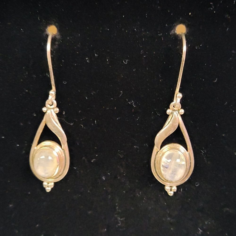 Arya 925 Sterling Silver Moonstone Dangle Earrings